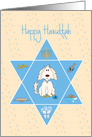 Hanukkah from Pet Dog, Dog with Dreidel & Star of David card
