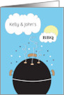 Barbeque Invitation Grill with Smoke and Custom Name in Cloud card