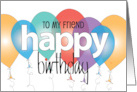 Hand Lettered Birthday for Friend Colorful Inflated Birthday Balloons card