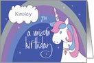 Unicorn Birthday for 7 Year Old, Unicorn & Rainbow & Custom Name card