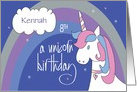 Unicorn Birthday for 8 Year Old, Unicorn & Rainbow & Custom Name card