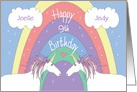 Birthday 9 Year Twins, Magical Unicorns with Custom Names card