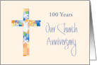 Hand Lettered Church Anniversary Stained Glass Cross and Custom Years card