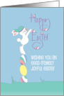 Hand Lettered Eggs-tremely Joyful Easter Wishes Bunny Stacked Eggs card