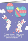 Easter Wishes Little Girl White Bunnies with Decorated Egg Balloons card