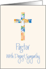 Sympathy for Pastor, Stained Glass Cross and Hand Lettering card