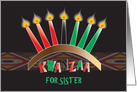 Kwanzaa Sister, Kinara with Colorful Red, Green & Black Candles card