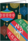 Hand Lettered Christmas All is Bright Ornaments with Brilliant Colors card