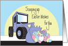 Easter for Boy, Front Loader Scooping Easter Eggs & White Bunny card