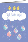 Easter for Triplets, Triple Easter Wishes with Birds and Eggs card