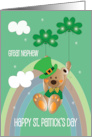 St. Patrick’s Day Great Nephew Bear in Hat with Shamrock Balloons card