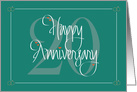 Hand Lettered Wedding Anniversary for 20th Anniversary & Hearts card