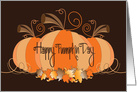 National Pumpkin Day, Trio of Chubby Orange Pumpkins & Leaves card