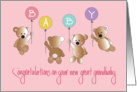 Baby Great Granddaughter Congratulations, Four Bears & Balloons card