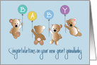 Baby Great Grandson Congratulations, Four Bears & Balloons card