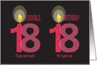 Birthday 18 Year Old Twin Girls with Custom Names & Candles card