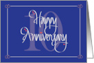 Hand Lettered 10th Wedding Anniversary, With Large Ten & Hearts card