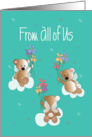 Mother’s Day From All of Us, Trio of Angelic Bears & Flowers card