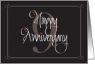 9th Wedding Anniversary, Hand Lettering, Large 9 & Hearts card