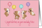 Congratulations on New Niece, Four Bears and Balloons card