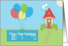 Hand Lettered Realtor’s Home Anniversary Custom Year, Balloons card