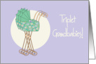 Becoming Grandparents to Triplets, with 3 Mint Green Strollers card