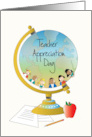 Hand Lettered Teacher Appreciation Day with Globe and Students card