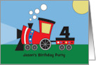 Birthday Party Invitation for Kids with Red Train Custom Name and Age card