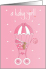 Congratulations on Adoption of Baby Girl Pink Strolled and Parachute card