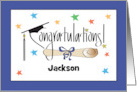 Hand Lettered Graduation Congratulations for Him with Custom Name card