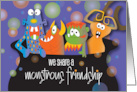 Hand Lettered Halloween for Friend Monstrous Friendship with Monsters card