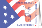 Hand Lettered Flag Day, Flowing American Red, White & Blue Flag card