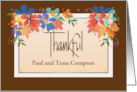 Hand Lettered Thankful at Thanksgiving Bright Florals with Custom Name card