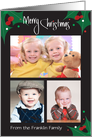 Christmas Photo Card, Custom Name, Merry Christmas & Holly card