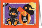 Halloween Great Grandson Black Cat and Jack O Lantern in Witch Hat card