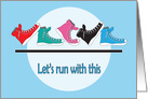 Business Favorite Expression, Let’s Run with This, Running Shoes card