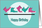 Birthday for Girl Runner, Teal and Cranberry High Top Sneakers card