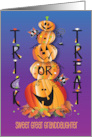 Halloween Great Granddaughter Stacked Jack O’ Lanterns and Candy card