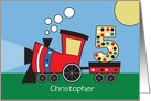 Birthday for 5 Year Old, Custom Name Train Engine Pulling Large 5 card
