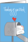 National Thinking of You Week, Mailbox with Envelopes & Love card