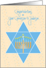 Conversion to Judaism for Her, Star of David and Menorah card