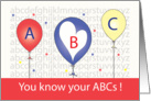 You Know Your A B Cs, Balloons with Alphabet in Background card