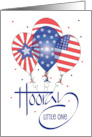 Hand Lettered Fourth of July Hooray Patriotic Balloons for Boy or Girl card