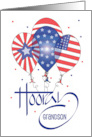 Hand Lettered Fourth of July for Grandson Hooray Patriotic Balloons card