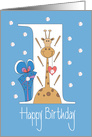 1st Birthday for Grandson, Baseballs and Giraffe in Large 1 card