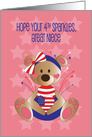 4th of July for Great Niece, Patriotic Girl Bear with Stars & Stripes card