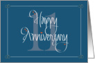 11th Wedding Anniversary, Hand Lettering, Large 11 and Hearts card