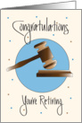 Retirement for Lawyer, Gavel and Pounding Block card