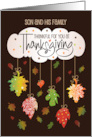 Hand Lettered Thanksgiving for Son and Family Brilliant Autumn Leaves card