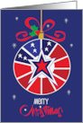 Christmas for U.S. Military and Veterans Red White and Blue Ornament card